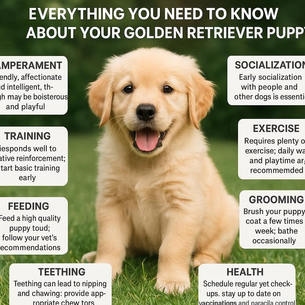 Essential facts about golden retriever puppies, including care tips and training advice for new owners.