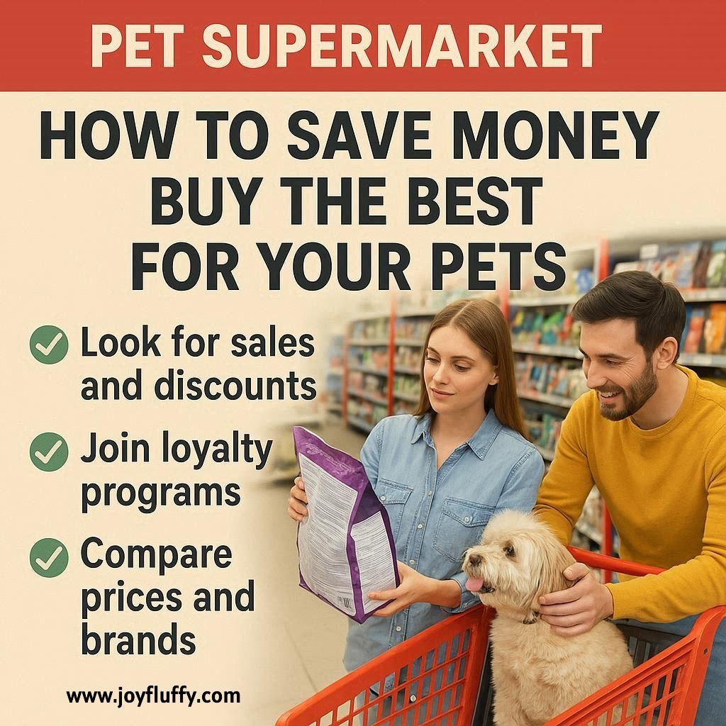 Tips for saving money while shopping at a pet supermarket for the best products for your pets.