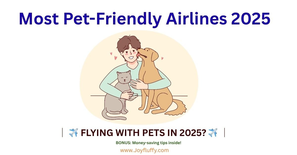 Infographic titled "Most Pet-Friendly Airlines 2025" featuring rankings, safety tips, and travel advice for pet owners.
