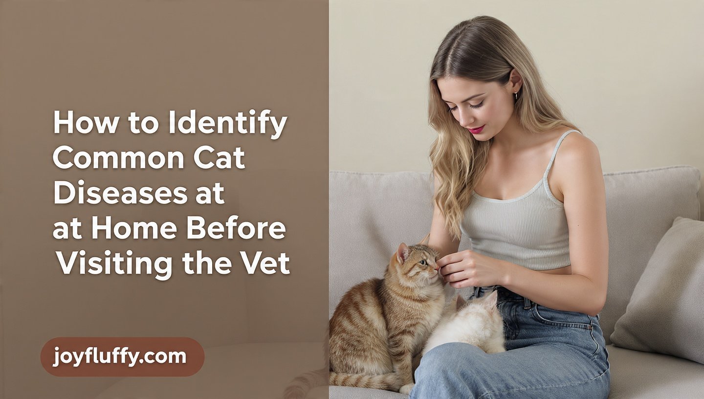How to identify common cat diseases at home with a caring cat owner observing her cats before visiting a veterinarian