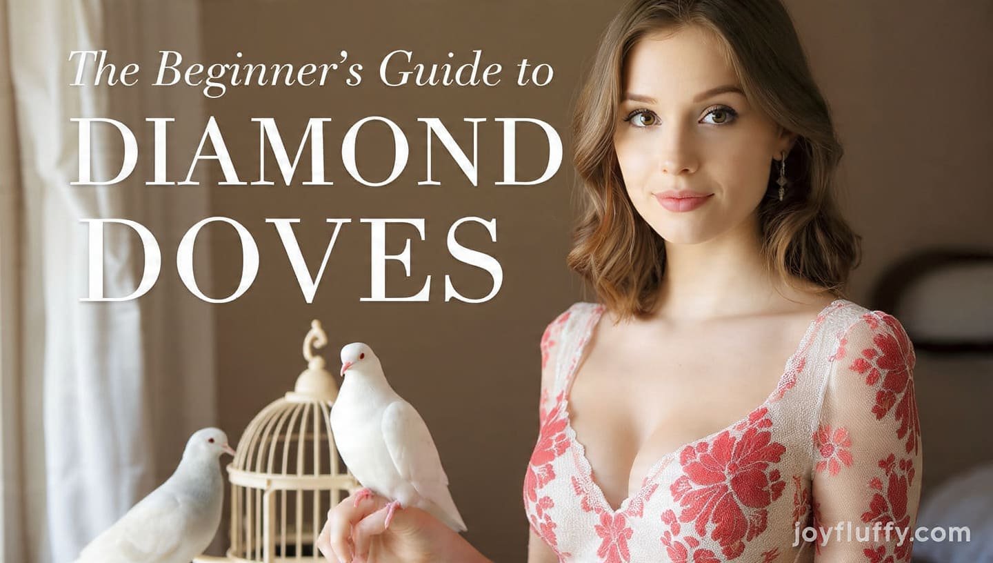 Beginner’s guide to Diamond Doves with a stylish young woman and pet bird cage